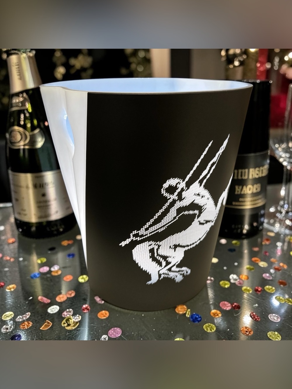 Remy Martin LED Lighted Ice Bucket Plastic Black White Logo Matte Finish Small